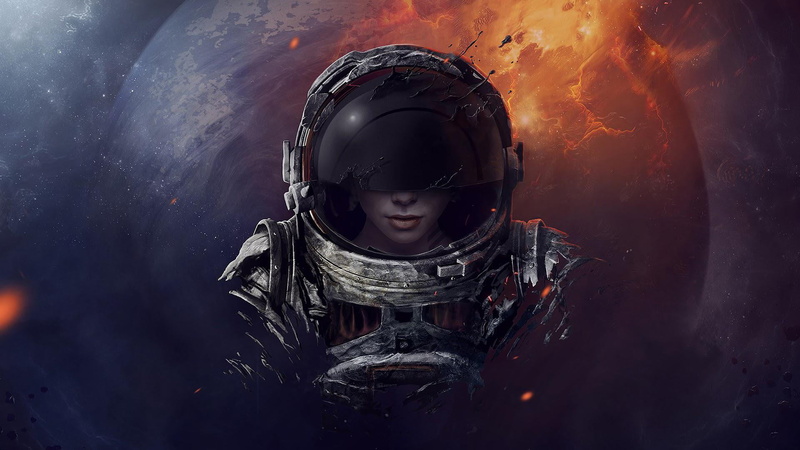 astronaut, planet, digital, artwork, visors, digital art, 1080P, space
