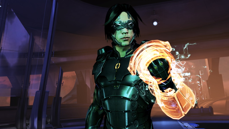 human representation, waist up, representation, three quarter length, mask, illuminated, indoors, Mass Effect 3, real people, futuristic, disguise, one person