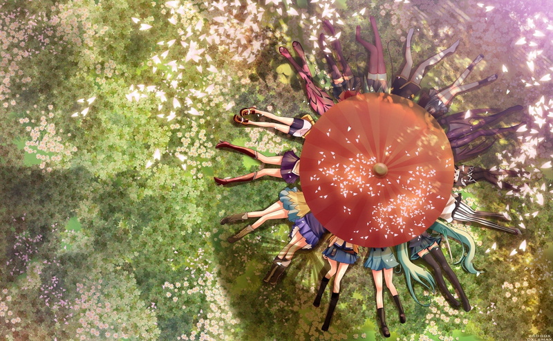 Sheryl Nome, legs, Fight Ippatsu! Juuden-chan!!, Suzumiya Haruhi, Tower of Druaga, Heartfilia Lucy, Ranka Lee, Plug Cryostat, Hatsune Miku, spring, Nagato Yuki