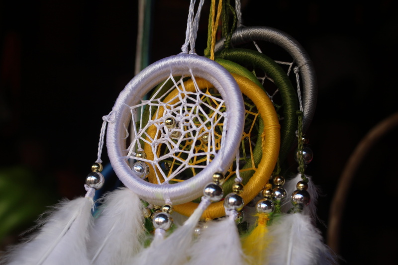 photo, handmade, selective focus, dreamcatcher, water, close, dream, dreamcatchers, circle, symbol, close-up, outdoors, feather, day, geometric shape, protection