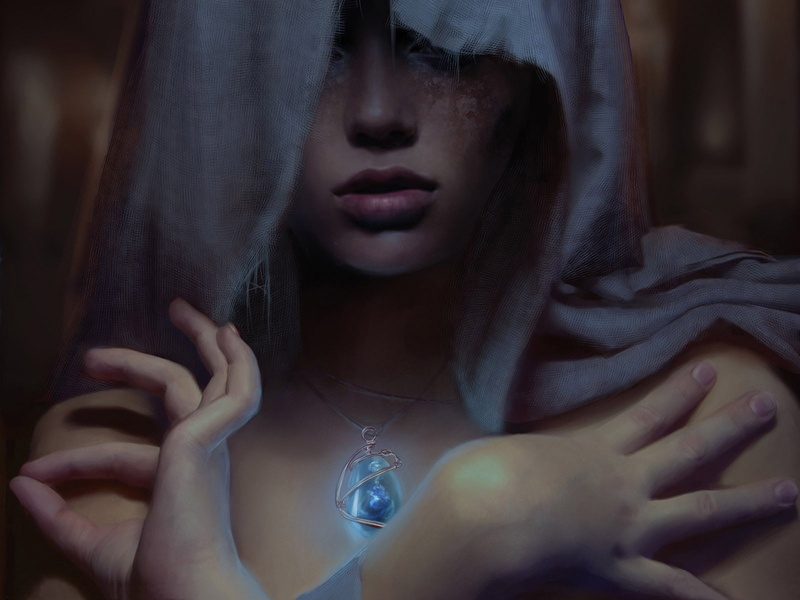 beautiful, fantasy, hand, amulet, magic, girl, 720P