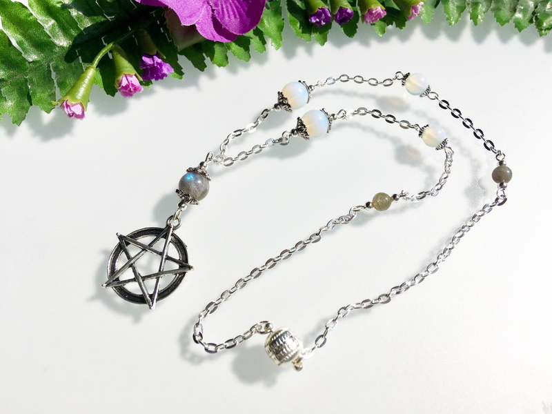 semi-precious gem, still life, high angle view, nature, beauty in nature, white background, 4K, flower, pentagram, chain, plant, amulet, close-up, studio shot