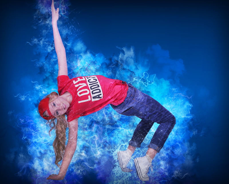 swimming pool, performance, red, human arm, human limb, sports clothing, dancing, 4K, blue, vitality, one person, hip hop, dancer, young adult, dance