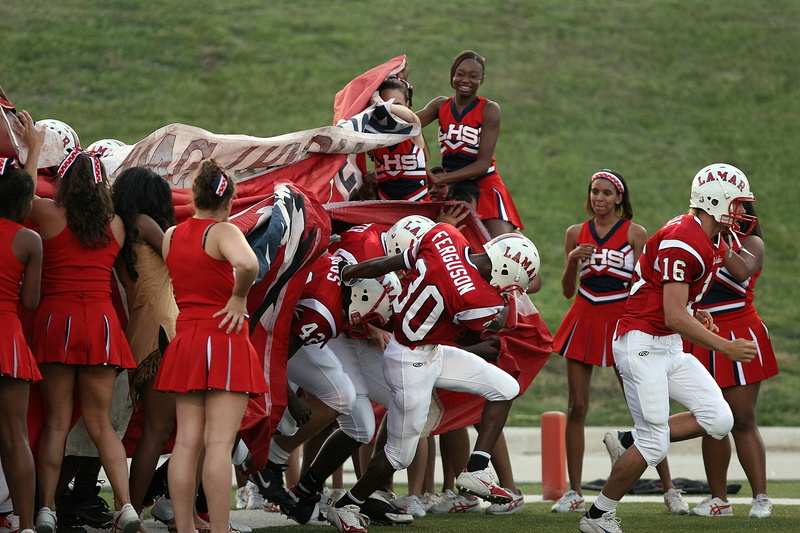 large group of people, celebration, women, football team, girls, game, football, 2K, sport, outdoors, males, high school football, uniform, togetherness