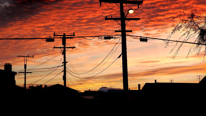 sky, street, light, orange Color, energy, 1080P, twilight, tower, no People, yellow, sunset, power Line, nature, telephone line, dusk, lighting equipment
