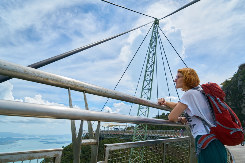 low angle view, young adult, cloud, taylor, great, nature, tourism, lifestyles, daniel, spring, bridge, structure, tourist, background, beautiful, woman