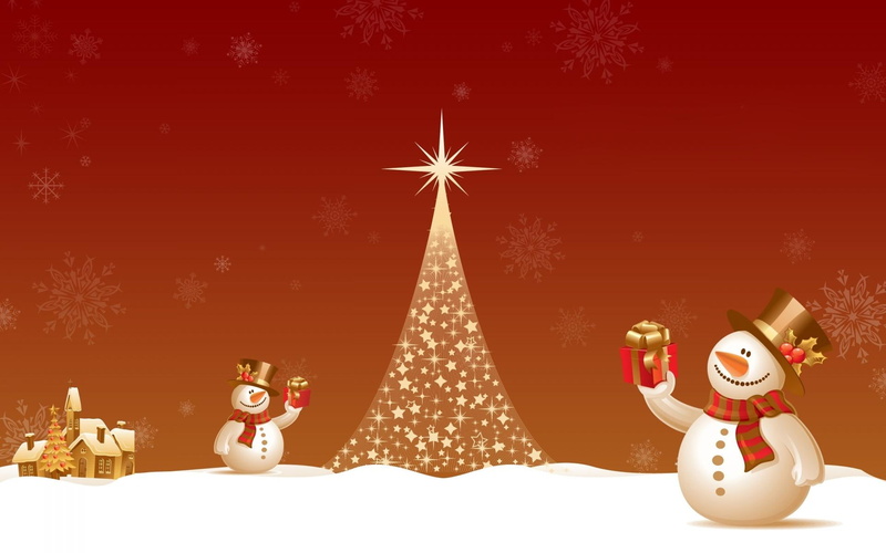 snowman, trees, christmas, snowmen, illustration, presents, tree, winter, 3d and abstract, 1080P
