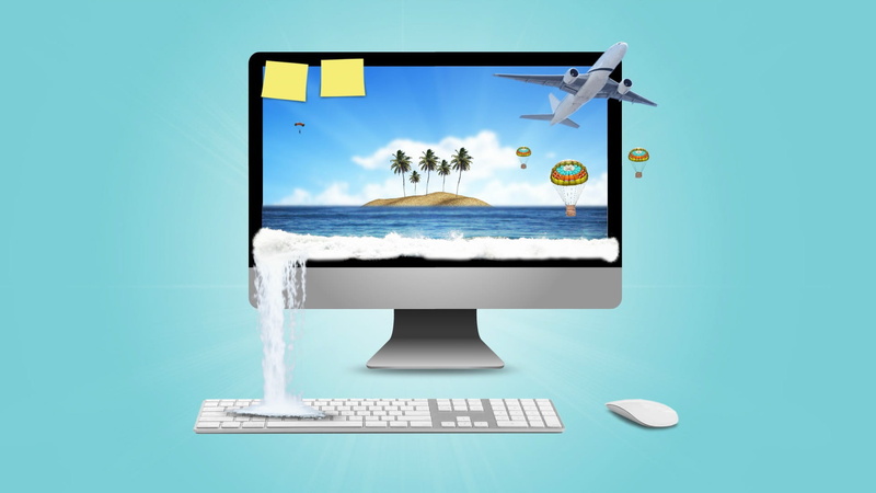presentation, sun, device screen, computer monitor, the media, outdoors, beach, connection, digital composite, prezibase, sky, ocean, global communications