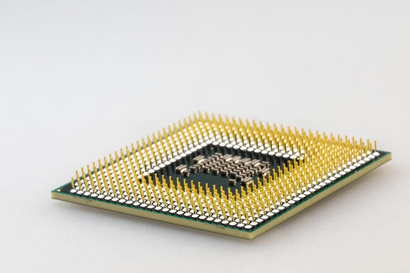macro, pins, white background, single object, solution, equipment, closeup, chipset, simplicity, cut out, copy space, studio shot, gold colored, chip, processor