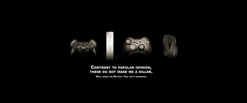 humor, Wii, Controllers, box, Typography, PlayStation, Computer Mouse, x, black background, 2K, quote, video games