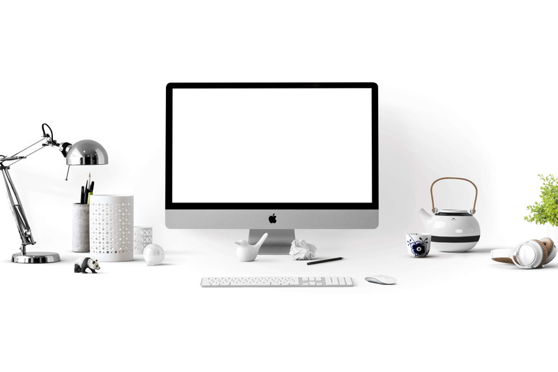 wireless technology, headphones, indoors, communication, apple, clean, technology, screen, contemporary, no people, connection, office, computer monitor