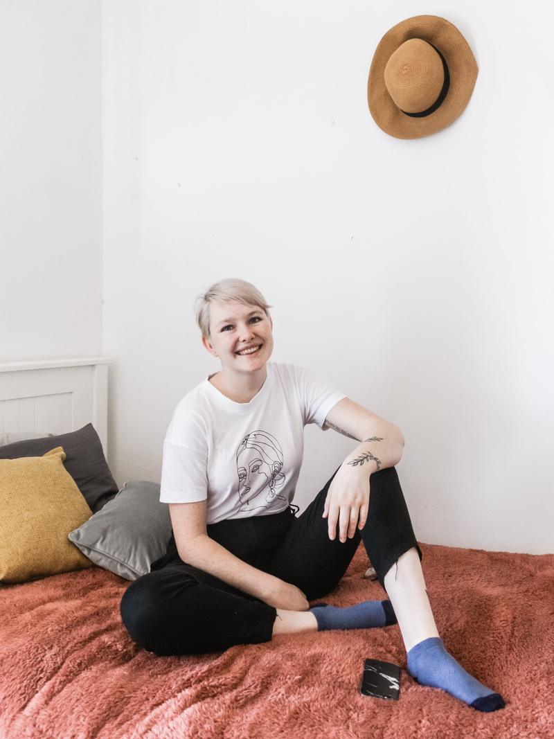 clothing, smiling, human, beautiful woman, relaxation, hairstyle, young adult, one person, full length, bed, bedroom, heel, casual clothing, portrait, person
