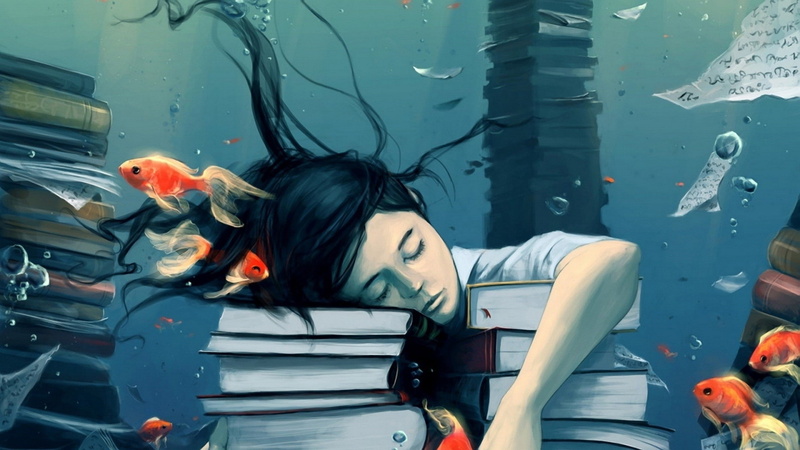 women, vertebrate, animal wildlife, fish, emotion, underwater fish books original characters fantasy art, 1080P, young adult, glass - material, adult