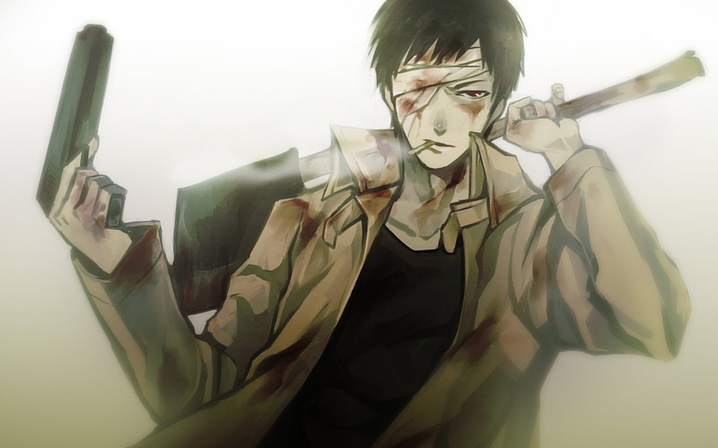 overworked, Zombieman (One-Punch Man), bizarre, young adult, Coat, males, Pistol, Axe, Short Hair, emotion, Weapon, men, depression - sadness, business