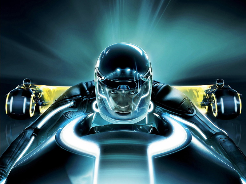 Movie, 2010, adult, looking at camera, cyborg, work helmet, front view, Tron, sports helmet, motorcycle, technology, 720P, robot, human body part, silver colored