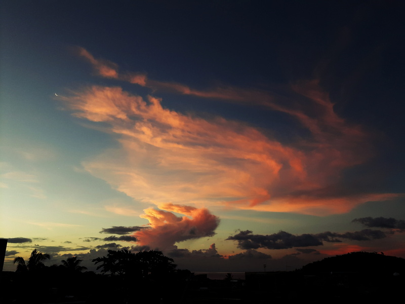 tranquil scene, sunset, pollution, silhouette, dramatic sky, 4K, storm, no people, beauty in nature, beau bassin-rose hill, building exterior, orange color