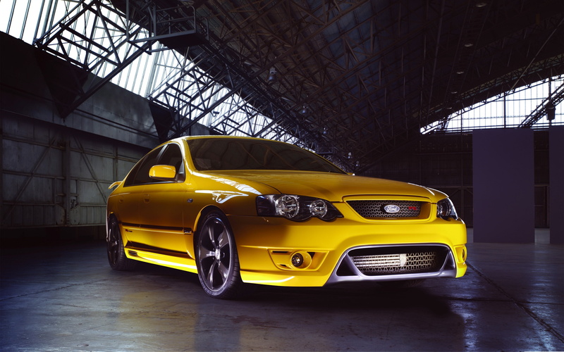yellow, 4K, ford falcon, fpv backgrounds, download 3840x2400 ford falcon, side view, f6