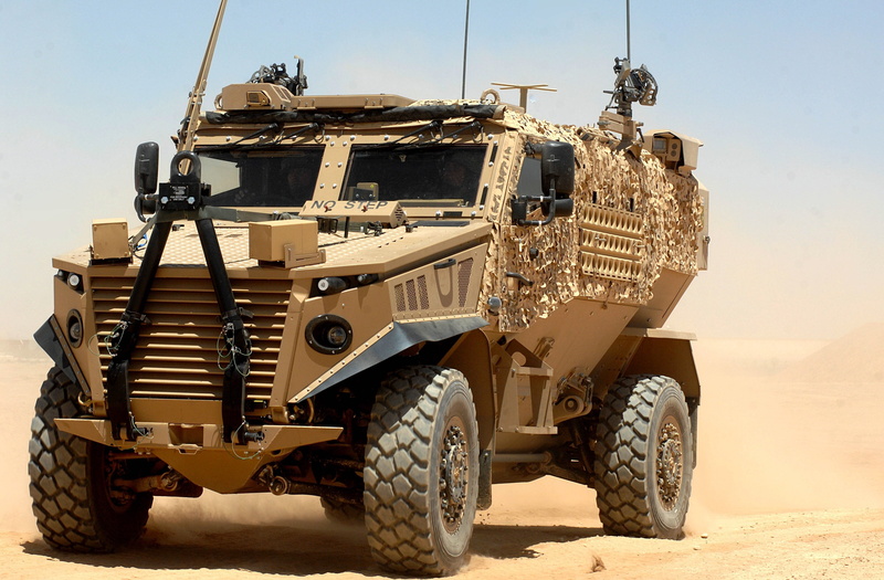 Cougar Vehicle, armored, brown, sabaku, desert, armor, United States Marine Corps, sky, US military, 4K, war in Iraq, transportation, stationary, machinery
