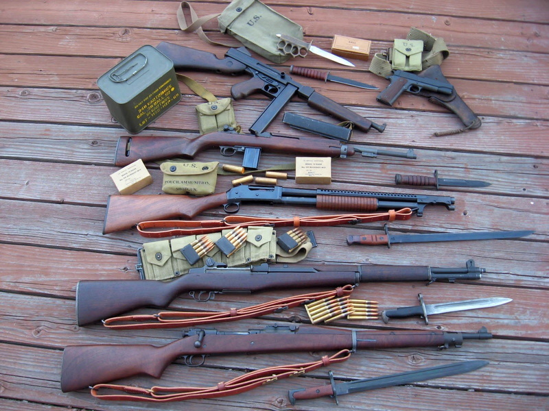 M1903 Springfield, M1 carbine, knife, ammunition, 720P, Thompson, gun, Colt 1911