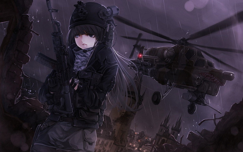 army, girls, guns, ak 47, dark, vehicles, games, gloves, call, 720P, helicopters, video, prague, cityscapes, heterochromia, weapons, hair, pantyhose, rifle