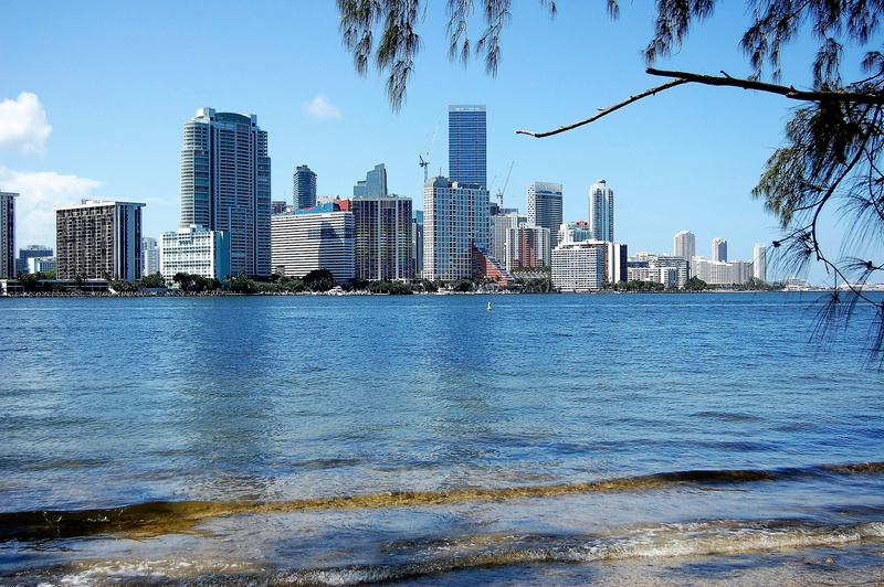ocean, building exterior, beach, office building exterior, city, florida, building, no people, modern, sea, key biscayne, sky, skyscraper, miami, office