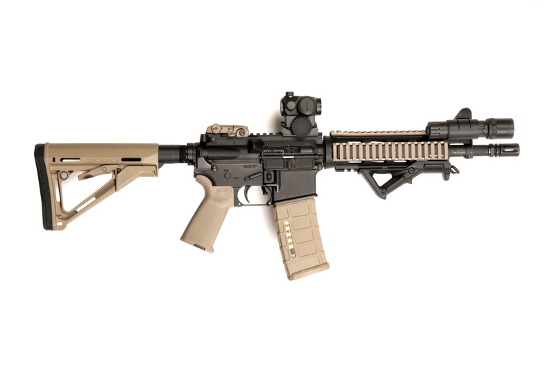gun, indoors, rifle, still life, weapon, sign, communication, U.S. Army, protection, machine gun, Marine Corps, handgun, AR-15, single object, red sight