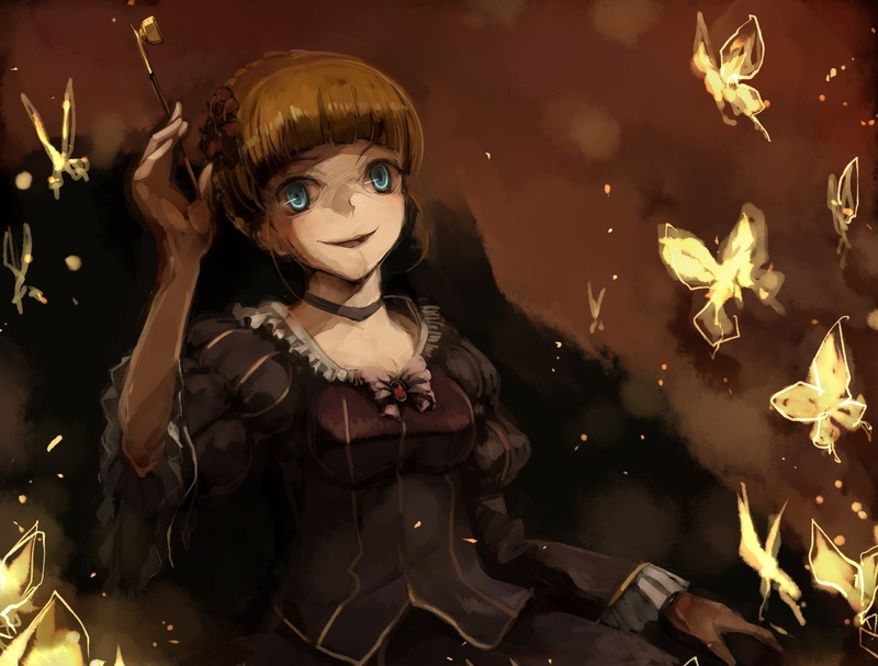 720P, hd, art, naku, Umineko no Naku Koro ni, butterflies, beatrice, umineko, ni, x, animals, koro