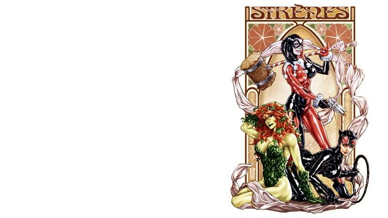 art, Harley Quinn, hd, harley, glasses, quinn, 1080P, people, Catwoman, stained, glass, poison, nouveau, ivy