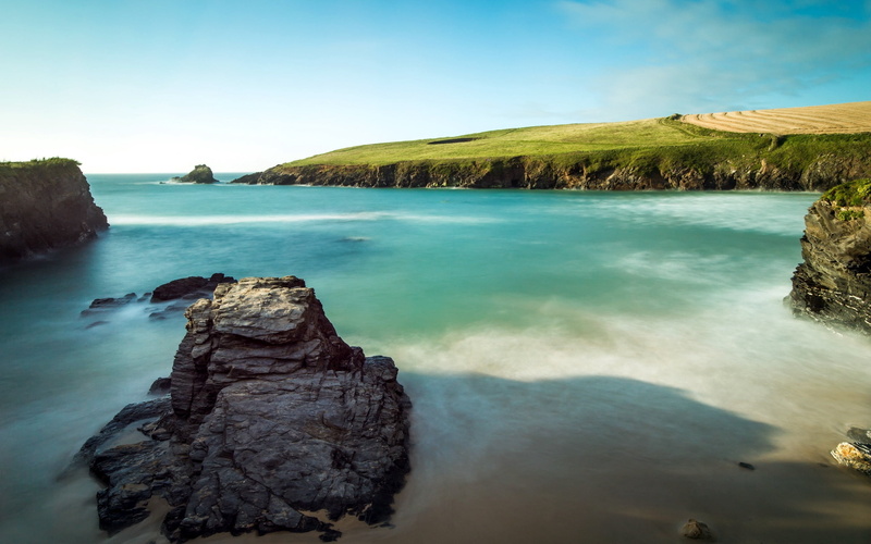 water, wave, famous Place, cloudscape, rock - Object, seascape, hill, turquoise colored, tranquility, river, travel, waters Edge, tranquil Scene, waves