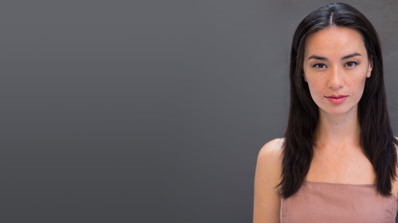 Cara Gee, brunette, actress, 5K, closeup, gray background