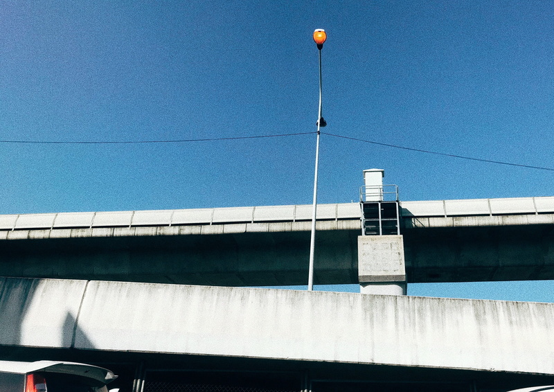 bangkok, 2K, low angle view, bridge - man made structure, day, building, street light, blue, built structure, architecture, building exterior, lighting equipment
