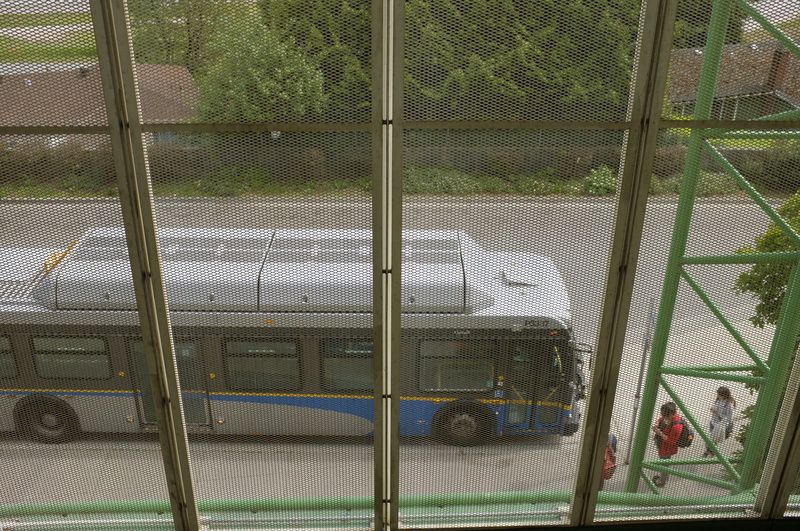 barrier, built structure, indoors, transportation, canada, no people, public transportation, vancouver, bus, green color, day, new westminster, prison