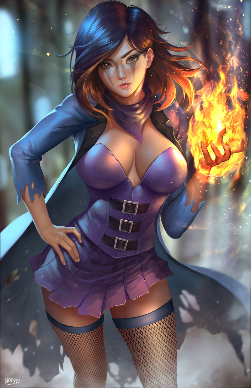 drawing, digital art, thigh-highs, illustration, portrait display, looking at viewer, women, 4K, original characters, fan art, Nopeys, vertical, fantasy girl