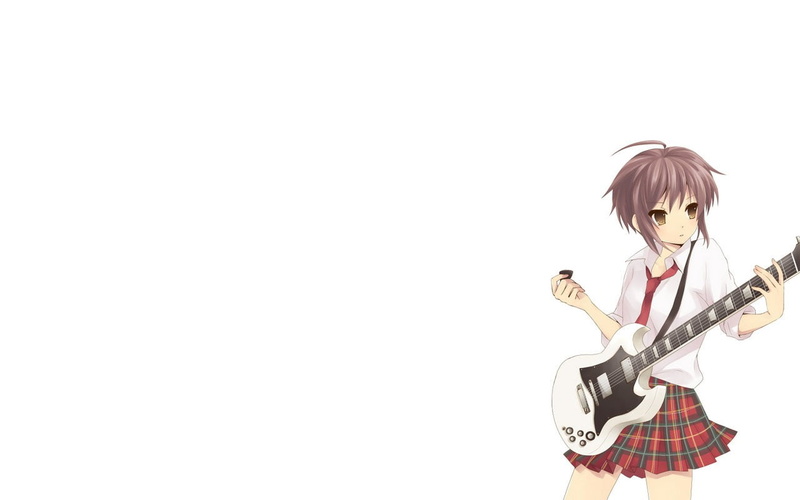 childhood, leisure activity, lifestyles, rock music, 720P, child, music, girls, three quarter length, anime, musical instrument, musician, electric guitar