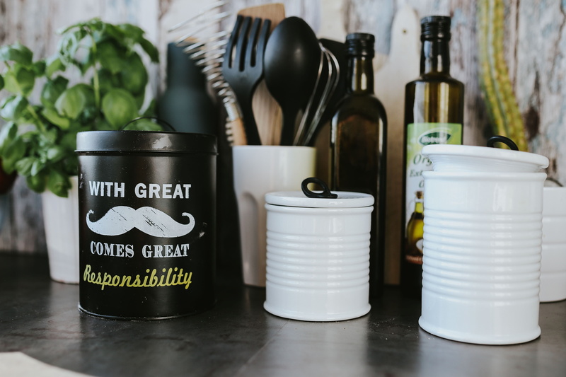 bottle, container, arrangement, wall, variation, food, jar, utensils, still life, group, choice, table, indoors, containers, spatula, food and drink, Kitchen