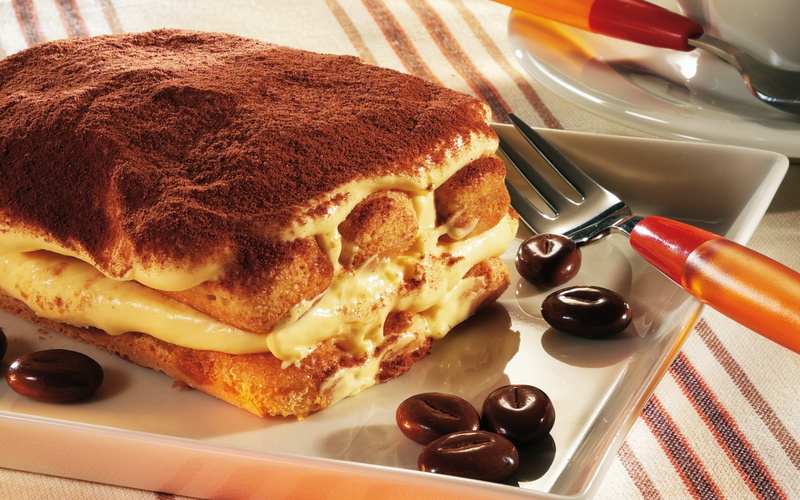 cake, tiramisu, food, 2K