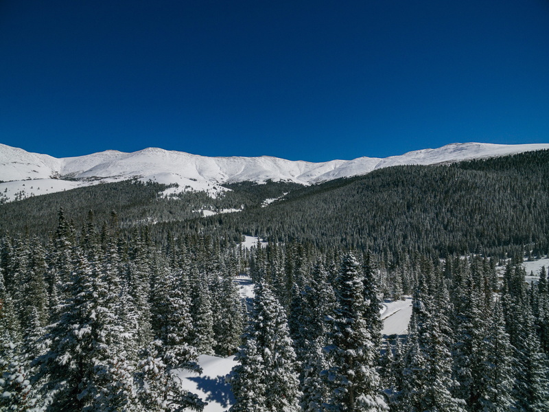 snow, trees, scenics - nature, sky, beauty in nature, blue river colorado, abies, no people, 279 lee ln, uav, plateau, winter, pine woodland, united states