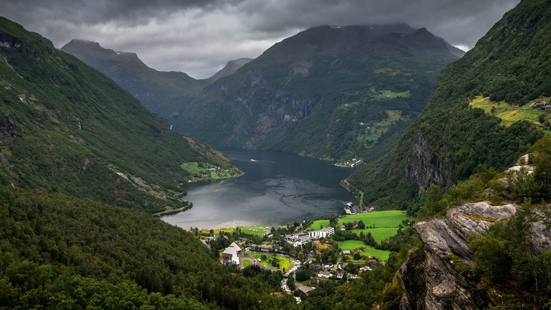 hill station, geiranger, mountain village, europe, wilderness, fjord, valley, mountain, geirangerfjord, norway, 1080P, nature