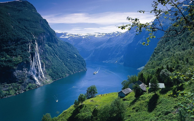 1080P, Fjord, ultra hd, 1920x1200, Norway, nature, Waterfall, Geiranger, europe