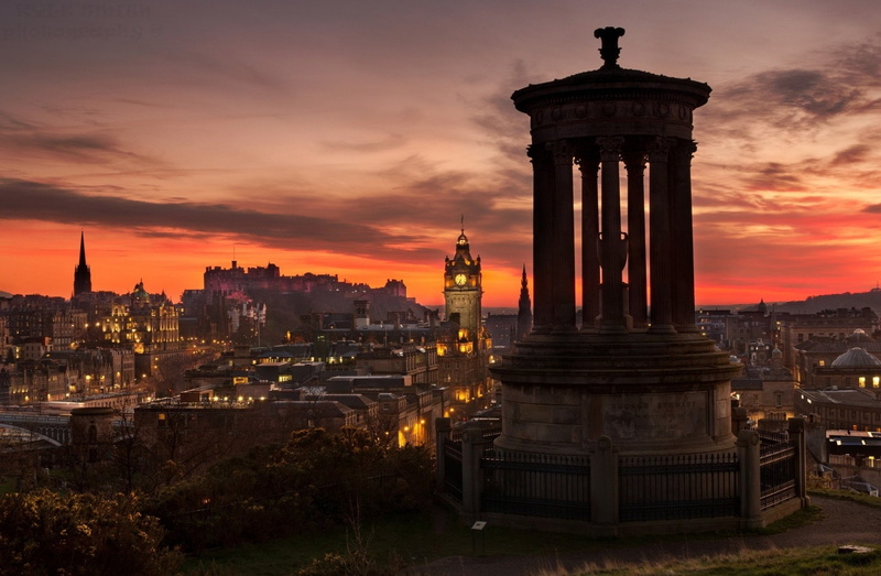 Calton Hill, Sunset, Cities, Scotland, 1080P, Edinburgh, Dugald Stewart Monument