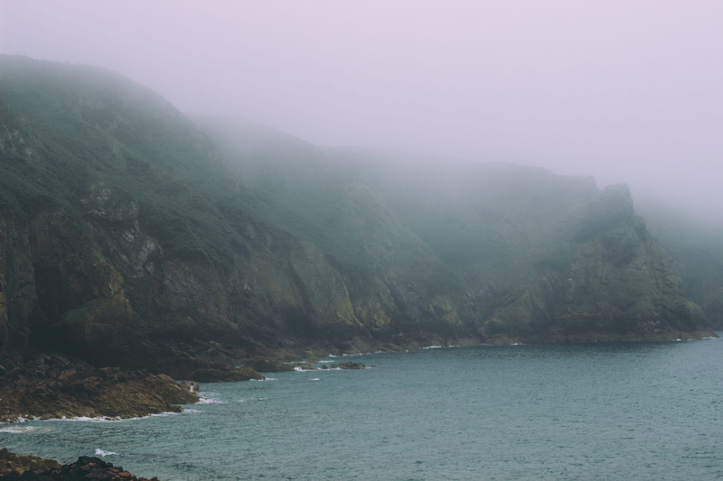 water, rocks, nature, coast, 5K, hazy, colour, cliff, tranquil scene, mist, non-urban scene, mountain, morning, idyllic, mountain range, sea, outdoors