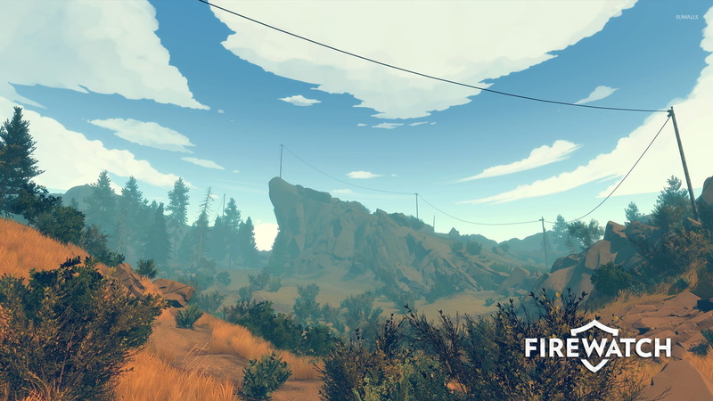 blue, sign, western script, tranquil scene, mountain, ground, plant, landscape, outdoors, Firewatch, no people, idyllic, beauty in nature, text, sky, information