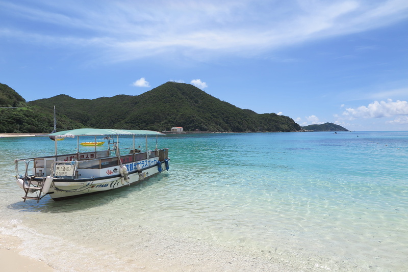 land, transportation, boat, ocean, bliss, japan, asia, blue, water, tranquil scene, passenger craft, okinawa, bay, day, beach, cloud - sky, scenics - nature
