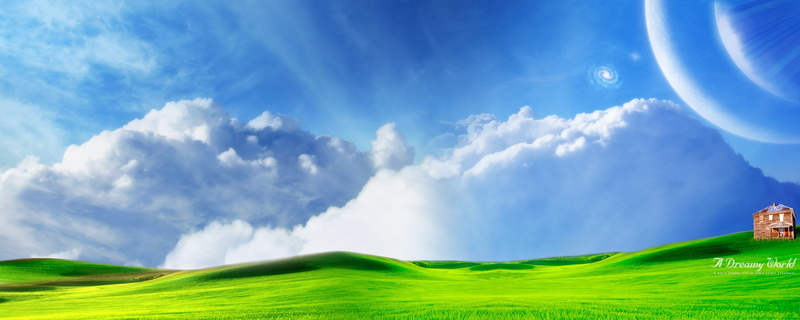 fields, nature, Clouds, x, bliss, art, hd, 2K