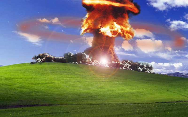 Windows XP, digital art, 2K, explosion, nuclear cloud