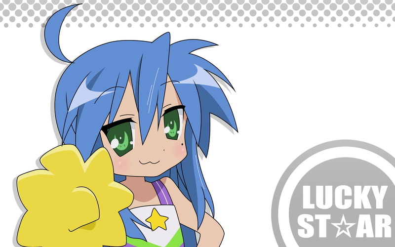 1080P, cut out, western script, Lucky Star, text, anime, anime girls, sign, communication, copy space, blue, design, white background, no people, nature