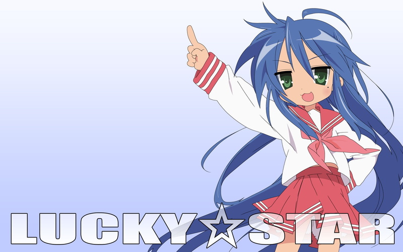 anime, Lucky Star, striped, emotion, western script, 1080P, creativity, communication, clear sky, art and craft, representation, copy space, sky, text