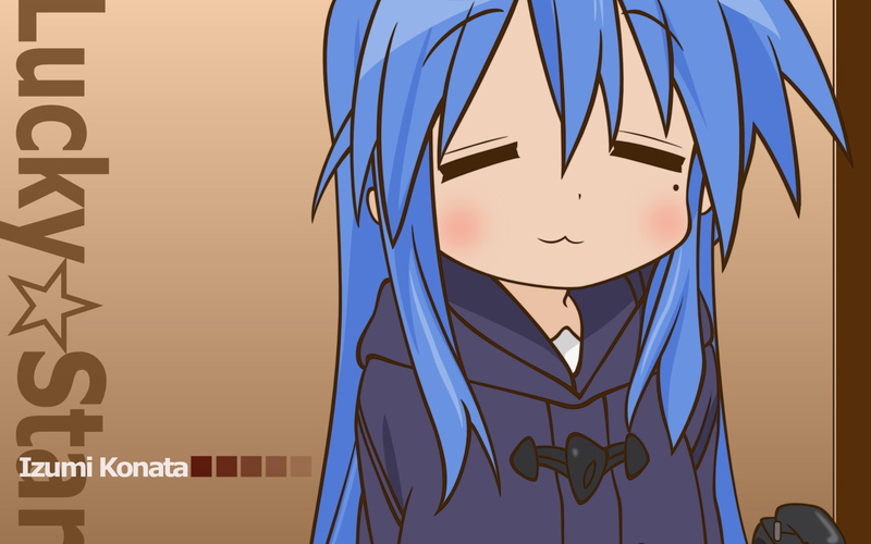 anime, no people, communication, indoors, blue, illuminated, number, western script, Lucky Star, architecture, representation, creativity, anime girls