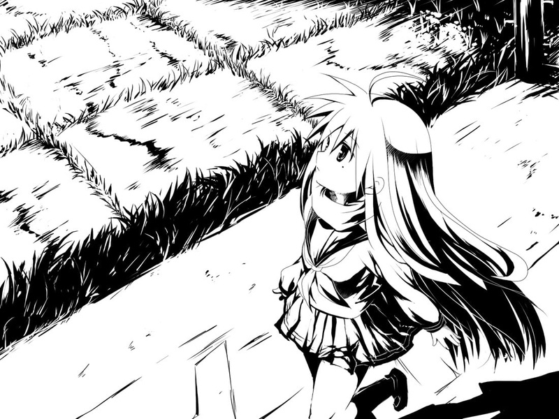 monochrome, 480P, anime girls, anime, Lucky Star, Izumi Konata