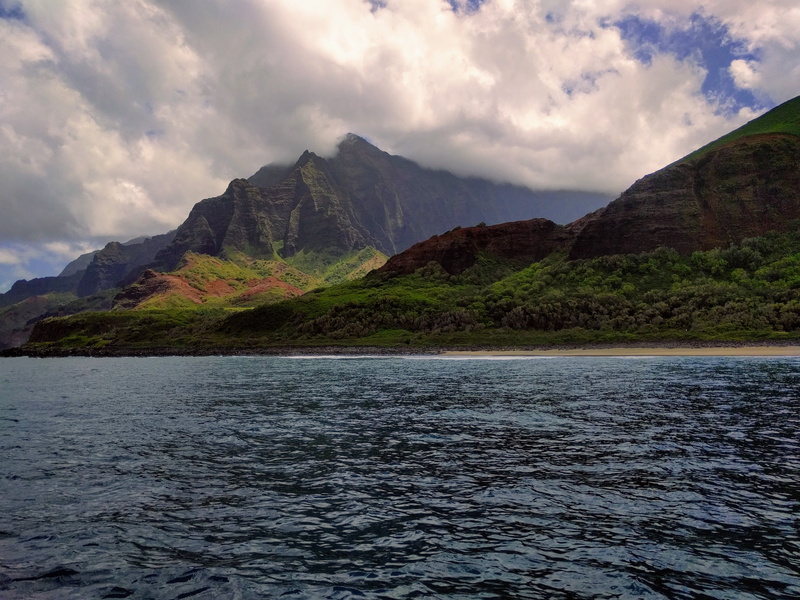 turquoise, wave, mountain, hawaii, surrounded, hawaiian, seascape, cloud - sky, sea, island, travel, vacation, beach, sky, scenics - nature, nature, beauty in nature